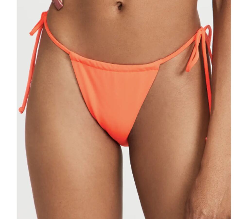 Good American Tiny Ties Bikini Bottoms 4 XL Swimwear Matte Hot Coral NWT